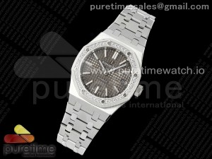 Royal Oak 37mm 15450 SS Diamonds Bezel IPF Best Edition Gray Dial on SS Bracelet SA3120 Super Clone