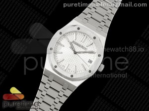 Royal Oak 41mm 15510 "50 Anniversary" SS IPF 1:1 Best Edition White Dial on SS Bracelet SA4302 Super Clone