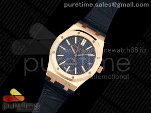 Royal Oak 41mm 15510 "50 Anniversary" RG IPF 1:1 Best Edition Blue Dial on Blue Leather Strap SA4302 Super Clone