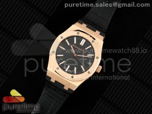 Royal Oak 41mm 15510 "50 Anniversary" RG IPF 1:1 Best Edition Black Dial on Black Leather Strap SA4302 Super Clone