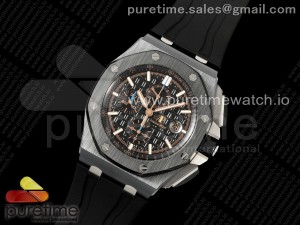 Royal Oak Offshore 44mm Black Ceramic TKF 1:1 Best Edition Black Dial on Black Rubber Strap A3126