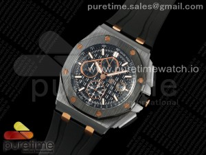 Royal Oak Offshore 44mm Black Ceramic TKF 1:1 Best Edition Black/RG Dial on Black Rubber Strap A3126