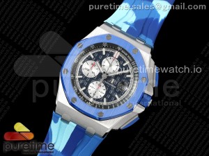 Royal Oak Offshore 44mm SS TKF 1:1 Best Edition Blue Dial on Blue Camou Rubber Strap A3126