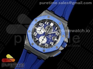 Royal Oak Offshore 44mm Black Ceramic TKF 1:1 Best Edition Blue Dial on Blue Rubber Strap A3126