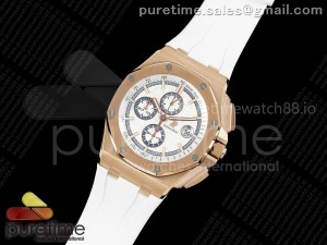Royal Oak Offshore 44mm RG TKF 1:1 Best Edition White Dial on White Rubber Strap A3126