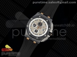 Royal Oak Offshore 44mm Black Ceramic RG TKF 1:1 Best Edition Gray Dial on Black Rubber Strap A3126