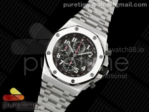 Royal Oak Offshore 42mm Black Themes SS TKF Best Edition Black Dial on SS Bracelet A7750