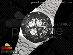Royal Oak Offshore 42mm Rubberclad SS TKF Best Edition Black/White Dial on SS Bracelet A7750