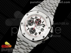 Royal Oak Offshore 42mm Panda SS TKF Best Edition White/Black Dial on SS Bracelet A7750