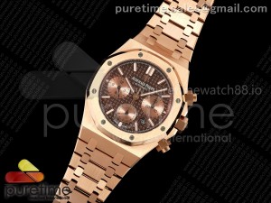 Royal Oak Chrono 26240 RG BF Best Edition Brown Dial on RG Bracelet A7750