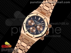 Royal Oak Chrono 26240 RG BF Best Edition Blue/RG Dial Style 1 on RG Bracelet A7750