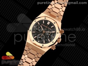 Royal Oak Chrono 26240 RG BF Best Edition Black Dial on RG Bracelet A7750