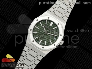 Royal Oak 41mm 15510 SS TKF 1:1 Best Edition Green Dial on SS Bracelet SA4302 Super Clone