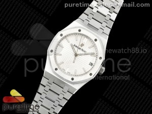 Royal Oak 41mm 15500 SS TKF 1:1 Best Edition White Dial on SS Bracelet SA4302 Super Clone