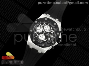 Royal Oak Offshore 42mm Rubberclad SS TKF Best Edition Black/White Dial on Black Rubber Strap A7750