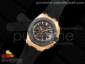 Royal Oak Offshore 44mm RG TKF Best Edition Black Dial Ceramic Bezel on Black Rubber Strap A3126