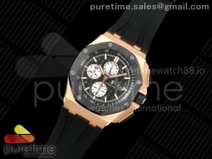 Royal Oak Offshore 44mm RG TKF Best Edition Black/Silver Dial Ceramic Bezel on Black Rubber Strap A3126
