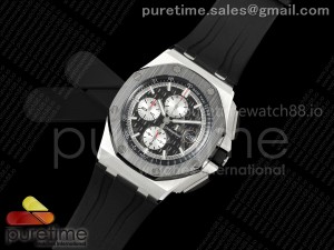 Royal Oak Offshore 44mm SS TKF Best Edition Black/Silver Dial Ceramic Bezel on Black Rubber Strap A3126