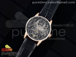 Code 11.59 26600 Tourbillon RG APPF Best Edition Black Skeleton Dial on Black Leather Strap