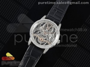 Code 11.59 26600 Tourbillon SS/RG APPF Best Edition RG Skeleton Dial on Black Leather Strap