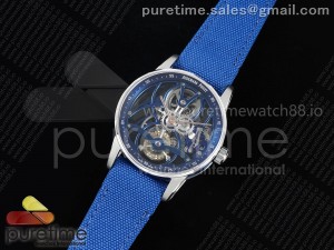 Code 11.59 26600 Tourbillon SS APPF Best Edition Blue Skeleton Dial on Blue Nylon Strap