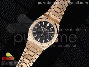 Royal Oak 15500 RG APSF 1:1 Best Edition Black Dial on RG Bracelet SA4302 Super Clone V2 (SW Dial)