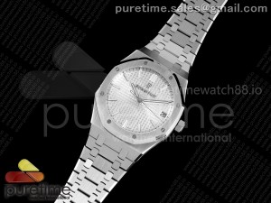 Royal Oak 15500 SS APSF 1:1 Best Edition Silver Dial on SS Bracelet SA4302 Super Clone V2 (SW Dial)