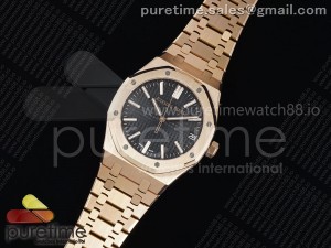 Royal Oak 15510 RG APSF 1:1 Best Edition Black Dial on RG Bracelet SA4302 Super Clone V2 (SW Dial)