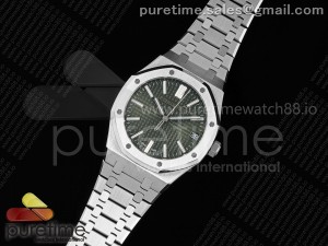Royal Oak 15510 SS APSF 1:1 Best Edition Green Dial on SS Bracelet SA4302 Super Clone V2 (SW Dial)