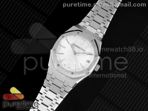 Royal Oak 15510 SS APSF 1:1 Best Edition White Dial on SS Bracelet SA4302 Super Clone V2 (SW Dial)