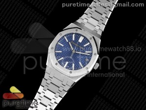 Royal Oak 15510 SS APSF 1:1 Best Edition Blue Dial on SS Bracelet SA4302 Super Clone V2 (SW Dial)