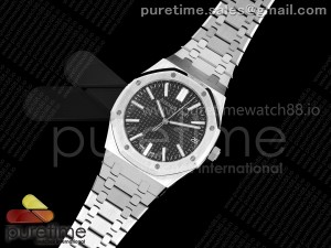 Royal Oak 15510 SS APSF 1:1 Best Edition Black Dial on SS Bracelet SA4302 Super Clone V2 (SW Dial)