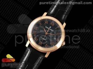 Jules Audemars 15120 RG OMF 1:1 Best Edition Black Textured Roman Dial on Black Leather Strap A3120