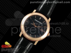 Jules Audemars 15120 RG OMF 1:1 Best Edition Black Stick Dial on Black Leather Strap A3120