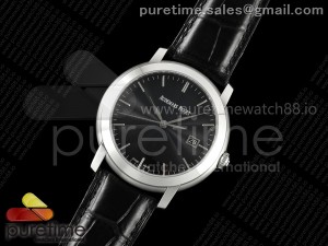 Jules Audemars 15120 SS OMF 1:1 Best Edition Black Textured Dial on Black Leather Strap A3120