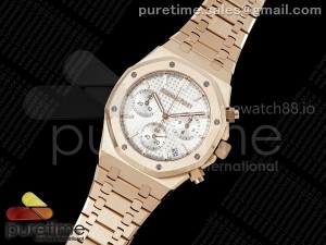 Royal Oak Chrono 26240 RG APSF 1:1 Best Edition Silver Dial on RG Bracelet SA4401 Super Clone