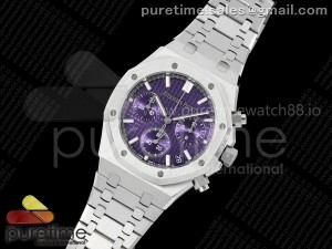 Royal Oak Chrono 26240 SS APSF 1:1 Best Edition Purple Dial on SS Bracelet SA4401 Super Clone