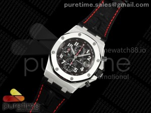 Royal Oak Offshore 42mm Black Themes SS TKF Best Edition Black Dial on Leather Strap A7750
