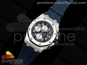 Royal Oak Offshore 42mm SS Navy TKF Best Edition Blue Dial on Rubber Strap A7750