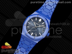 Royal Oak 15500 Blue Ceramic APSF 1:1 Best Edition Blue Dial on Blue Ceramic Bracelet SA4302 Super Clone