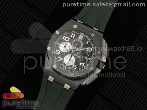 Royal Oak Offshore 44mm Green Ceramic APJF 1:1 Best Edition Green Dial on Green Rubber Strap A3126