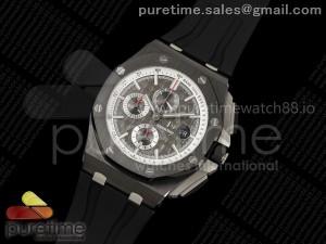 Royal Oak Offshore 44mm Black Ceramic APJF 1:1 Best Edition Gray Dial on Black Rubber Strap A3126
