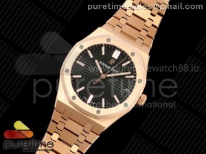 Royal Oak 41mm 15500 RG RSF 1:1 Best Edition Black Dial on RG Bracelet SA4302 Super Clone