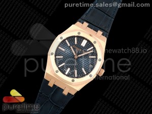 Royal Oak 41mm 15510 RG RSF 1:1 Best Edition Blue Dial on Blue Leather Strap SA4302 Super Clone