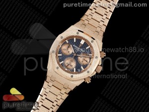 Royal Oak Chrono 26240 Frosted RG APSF 1:1 Best Edition Blue Dial on RG Bracelet SA4401 Super Clone