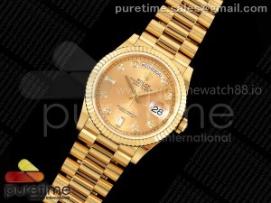 Day Date 36 YG 128238 KF 1:1 Best Edition YG Diamonds Dial on President Bracelet A2836 (Gain Weight)