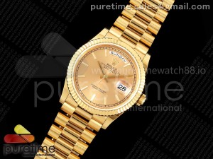 Day Date 36 YG 128238 KF 1:1 Best Edition YG Stick Dial on President Bracelet A2836 (Gain Weight)