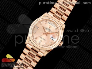 Day Date 36 RG 128235 KF 1:1 Best Edition RG Dial on President Bracelet A2836 (Gain Weight)