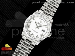 Day Date 36 SS 128236 KF 1:1 Best Edition White Roman Dial on President Bracelet A2836 (Gain Weight)