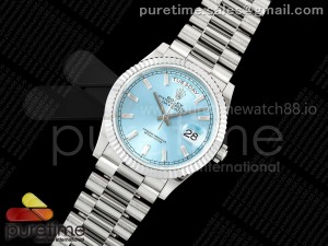 Day Date 36 YG 128236 KF 1:1 Best Edition Ice Blue Crystal Dial on President Bracelet A2836 (Gain Weight)